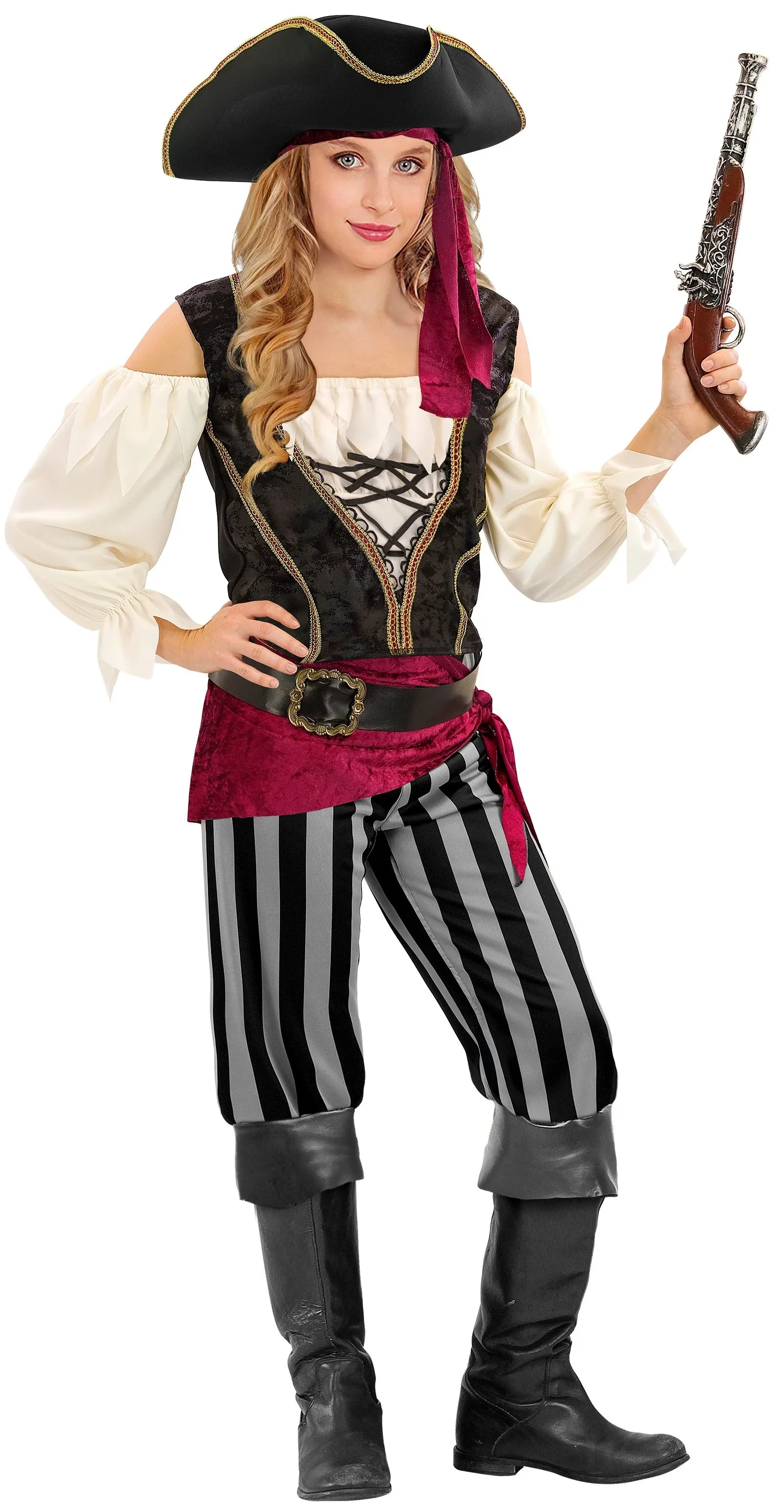 Disfraz de Capitana Pirata con Sombrero para Niña Piratas Infantiles Widmann